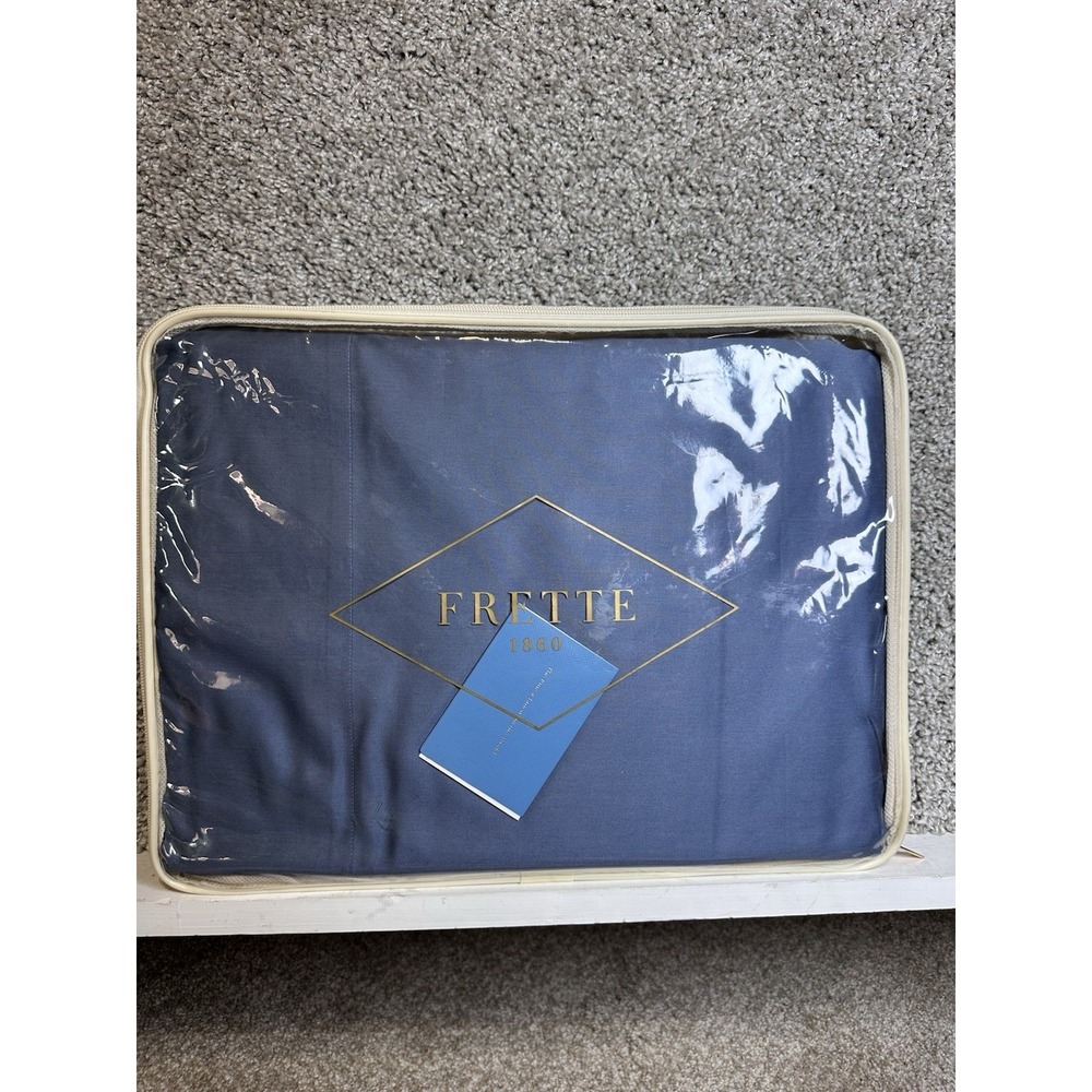 Frette Francine King Sheet Set Gris Blu 100% Cotton Italy 4 Pc New Luxury
